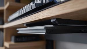 ワイヤーラックを机の下など好きな場所に固定でき、傷つけずに取り外すことができる製品。